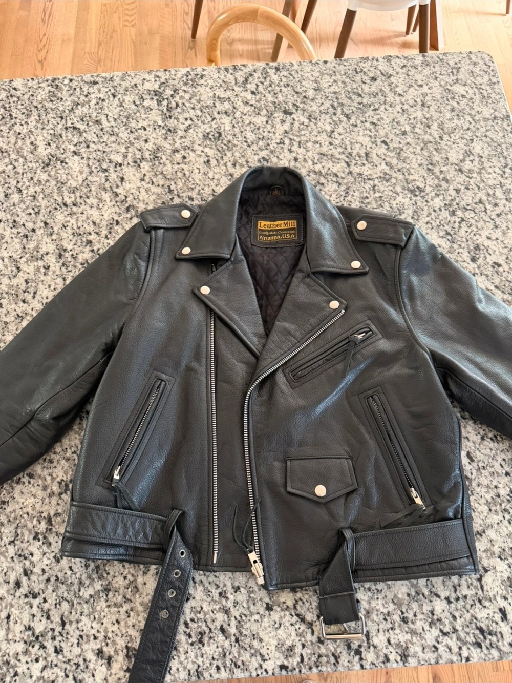 Vintage Made In USA Women's Black Leather Biker Jacket